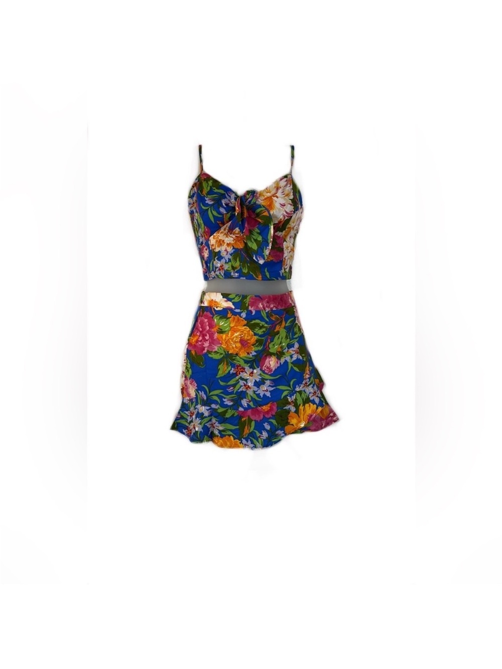 Band of Gypsies Collective Crop Top & Skort Set Floral Tropical Size Medium NWT